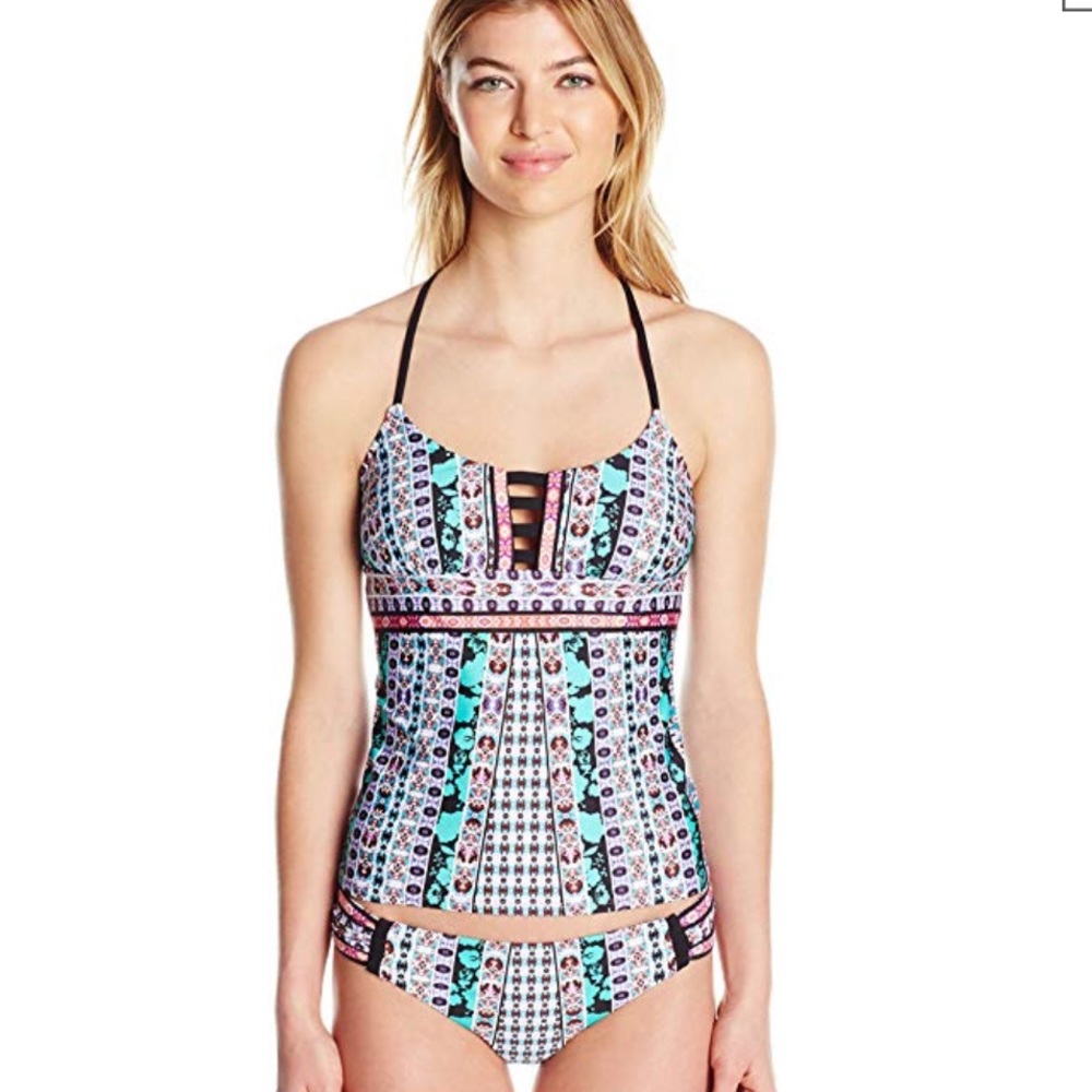 Nanette Lepore Swim Tankini 2 pcs Kimono Patchwork